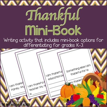Preview of Thankful Book: I Am Thankful Writing Activity for Thanksgiving