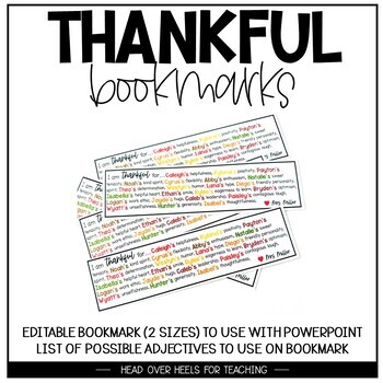 Preview of Thankful Bookmarks | Editable