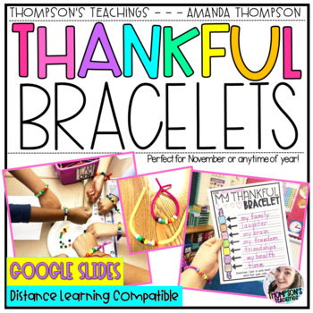 Preview of Thankful Bracelets - Thanksgiving Activity