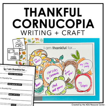 Preview of Thankful Cornucopia Craft | Differentiated Writing Levels | Digital + Printable