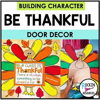 Preview of Thankful Door Decor | Thankful Turkey | Thanksgiving Bulletin Board | November