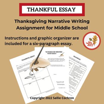 Preview of Thankful Essay: Thanksgiving Narrative Writing Assignment for Middle School