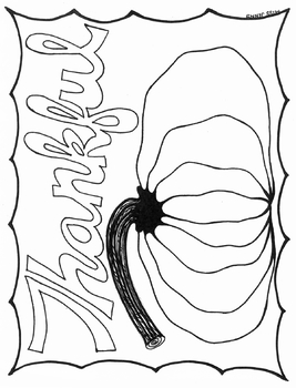Preview of Thankful Fall Thanksgiving Pumpkin Coloring Page