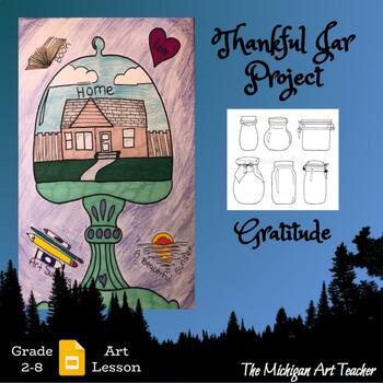 Preview of Thankful Jar Art Project - Gratitude Activity - Elementary and Middle School