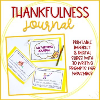 Preview of Thankful Journal November Writing Prompts for Thanksgiving