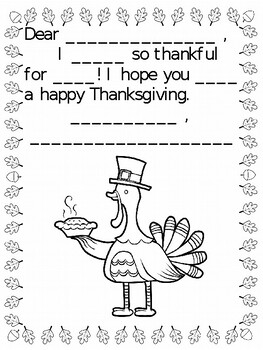 Thankful Letters for Primary Grades by Cozy Book Girl | TPT