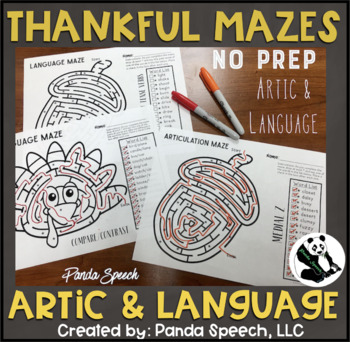 Preview of Thankful Mazes BUNDLE Articulation & Language: A Speech Therapy Activity