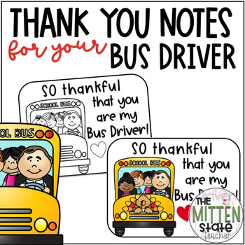 Preview of Thank You Notes for the Bus Driver FREEBIE