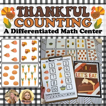 Thankful November Counting Math Center Activity Cards by Kayla in Kinder