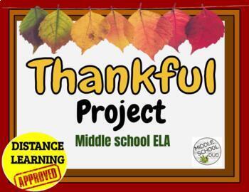 Preview of Thankful Project: November Thanksgiving ELA Digital Learning 