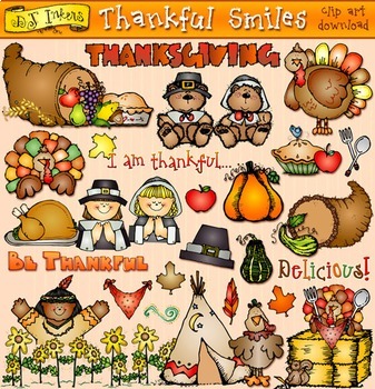 Preview of Thankful Smiles - Thanksgiving Clip Art for Harvest Time, Fall and Autumn