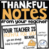 Thankful Teacher Notes Cards to students