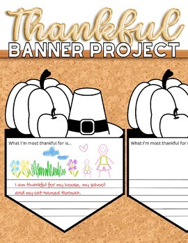 Preview of Thankful Thanksgiving Banner Project, Pennant Banner Class Project