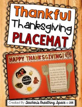 Preview of Thankful Thanksgiving Placemat  |  A Very Special Thanksgiving Placemat Keepsake