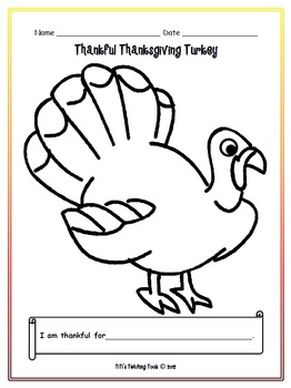 Download Thankful Thanksgiving Turkey Coloring Page and Writing Prompt | TpT