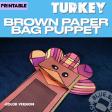 Thankful Turkey Brown Paper Bag Puppet Craft- Thanksgiving