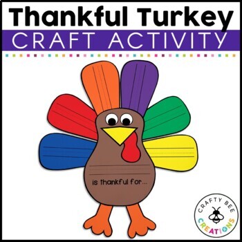 Preview of Turkey Craft | Thankful Turkey Craft | Thanksgiving Writing Activity | Template