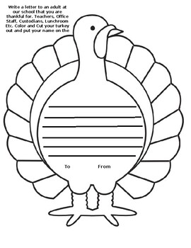 Preview of Thankful Turkey Letter