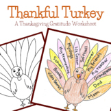 Thankful Turkey - Thanksgiving SEL Gratitude Worksheet