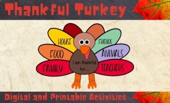 Preview of Thankful Turkey Writing Activity