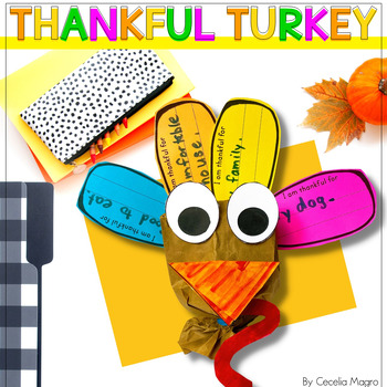 Preview of Thankful Turkey Gratitude Writing and Craft Thanksgiving Craft
