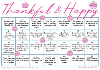 Preview of Thankful and Happy Calendar - Wellness