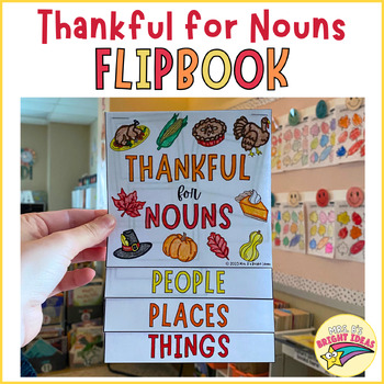 Preview of Thankful for Nouns Flipbook | November/Thanksgiving Grammar Activity