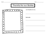 Thankful for Our Bodies Worksheet/Body Positivity/Self Lov