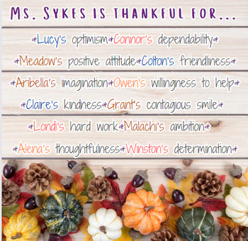 Preview of Thankful for... Post for newsletter or parent communication app