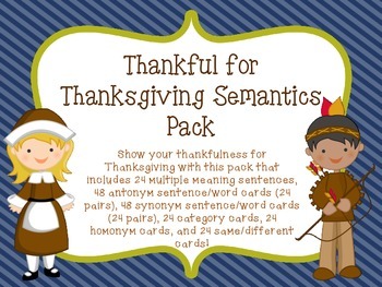 Preview of Thankful for Thanksgiving Semantics Pack