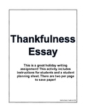 Thanksgiving Writing Activity: Thankfulness Essay