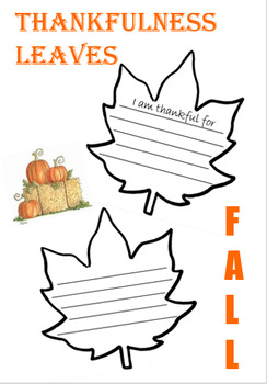 Thankfulness Leaves- November/Thanksgiving Writing Activity by Miss Keyes