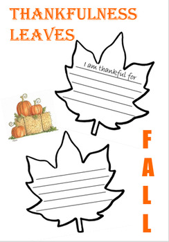 Preview of Thankfulness Leaves- November/Thanksgiving Writing Activity