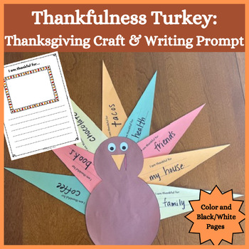Preview of Thankfulness Turkey: Thanksgiving Craft and Writing Prompt