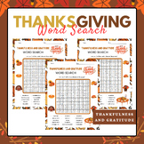 Thankfulness and Gratitude Word Search Puzzle | Thanksgivi