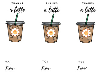 Preview of Thanks A Latte- Teacher Appreciation/ Thank-you Card