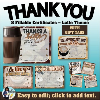 PDF Thanks a Latte Printable Gift Tag, Appreciation Coffee Gift Tag, I —  Posh Park