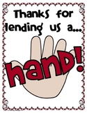Thanks for Lending Us a Hand- Easy 'Thank You' End of Year