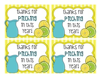 Preview of Thanks for Pitching In This Year! Gift Tags