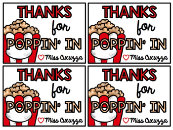 Preview of Thanks for Popping In Editable Gift Tag {FREEBIE}