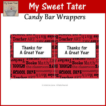 Thanks for a Great Year Candy Wrapper Black and Red by Margie Johnston