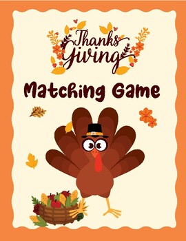Preview of Thanksgivin (Turkey) Black and White -  matching game -