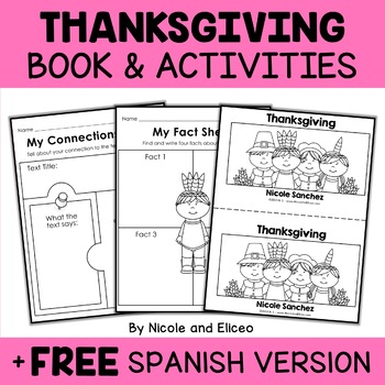 Preview of Thanksgiving Activities and Mini Book + FREE Spanish