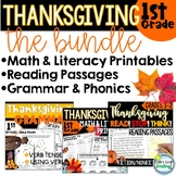 Thanksgiving 1st Grade Activities Math & Literacy BUNDLE I