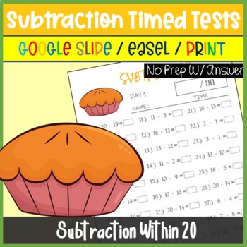 Preview of Thanksgiving 1st Grade Activities - November Morning Work, Subtraction within 20