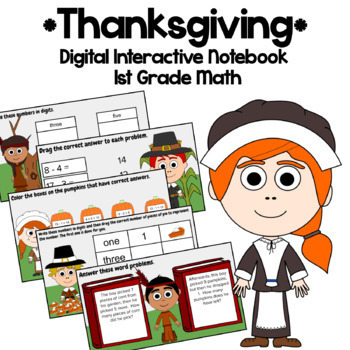 Preview of Thanksgiving 1st Grade Google Slides | Math Skills Review