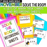 Thanksgiving 1st Grade Math Task Cards Solve the Room Nove