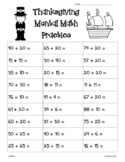 Thanksgiving 2-Digit Mental Math Addition Practice Worksheet