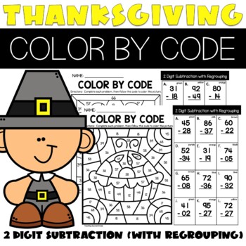 Preview of Thanksgiving 2 Digit Subtraction With Regrouping