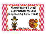 Thanksgiving 2 Digit Subtraction Without Regrouping Task Cards